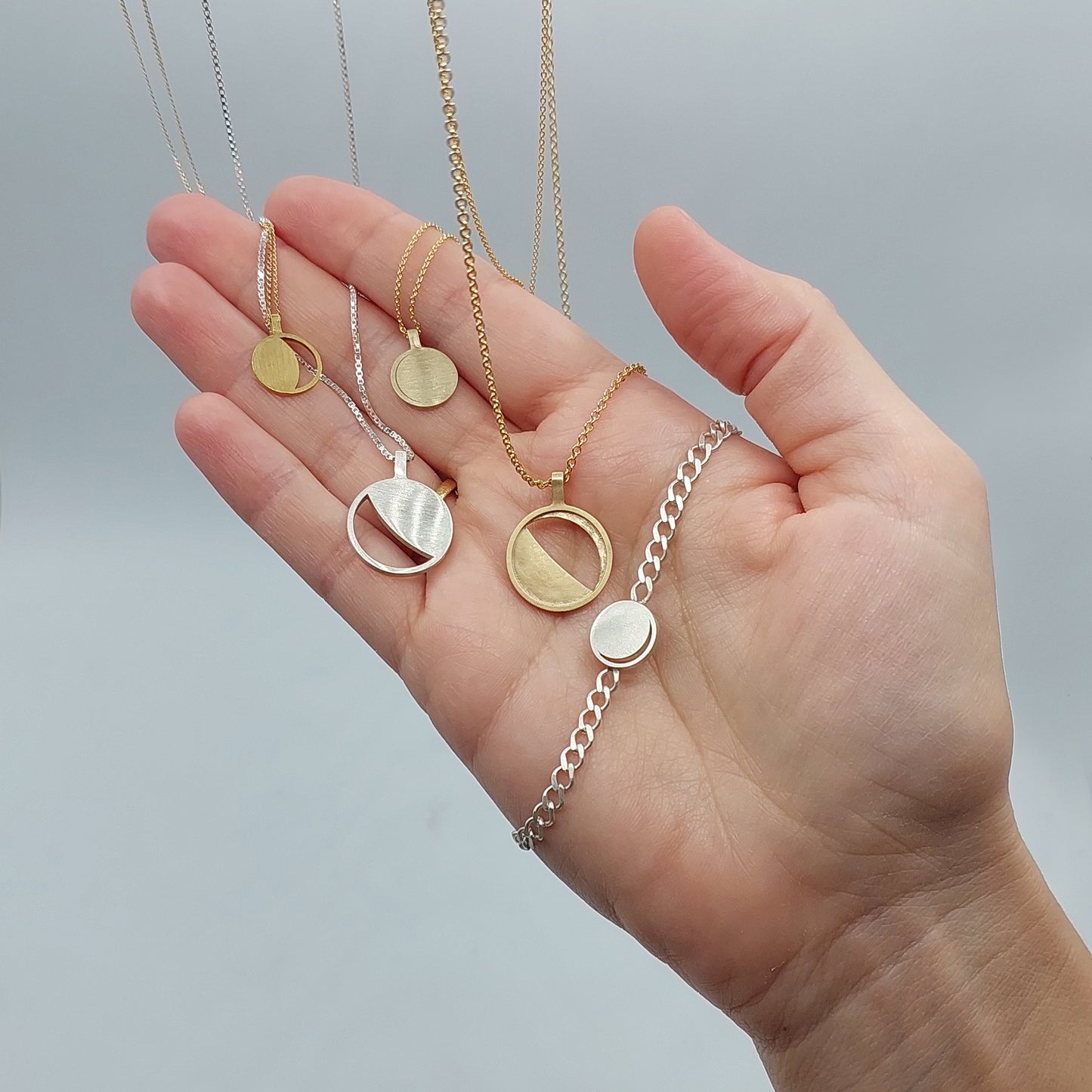 hemi & zo moon phase jewelry in gold or silver. the perfect gift for your loved ones