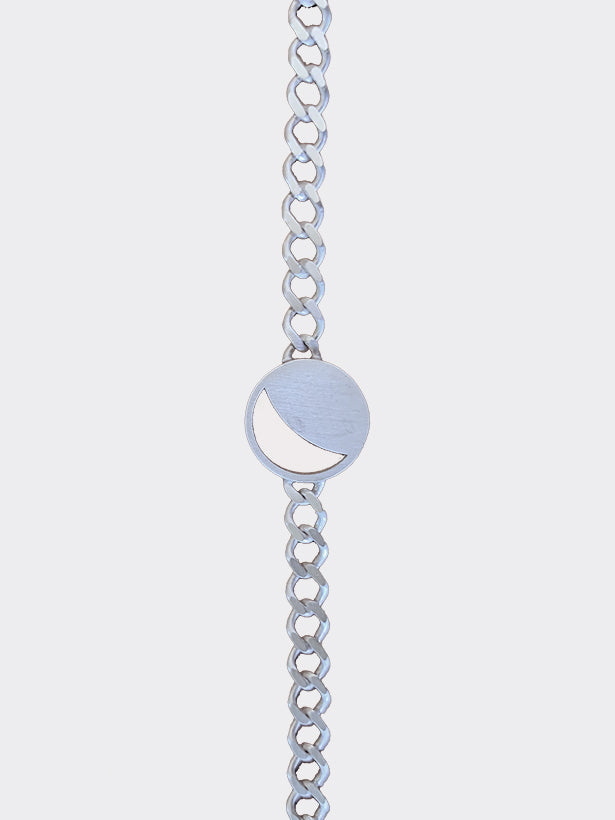 Hemi & Zo silver Moon Phase bracelet displayed on a neutral background