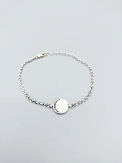 Hemi & Zo silver Moon Phase bracelet displayed on a neutral background